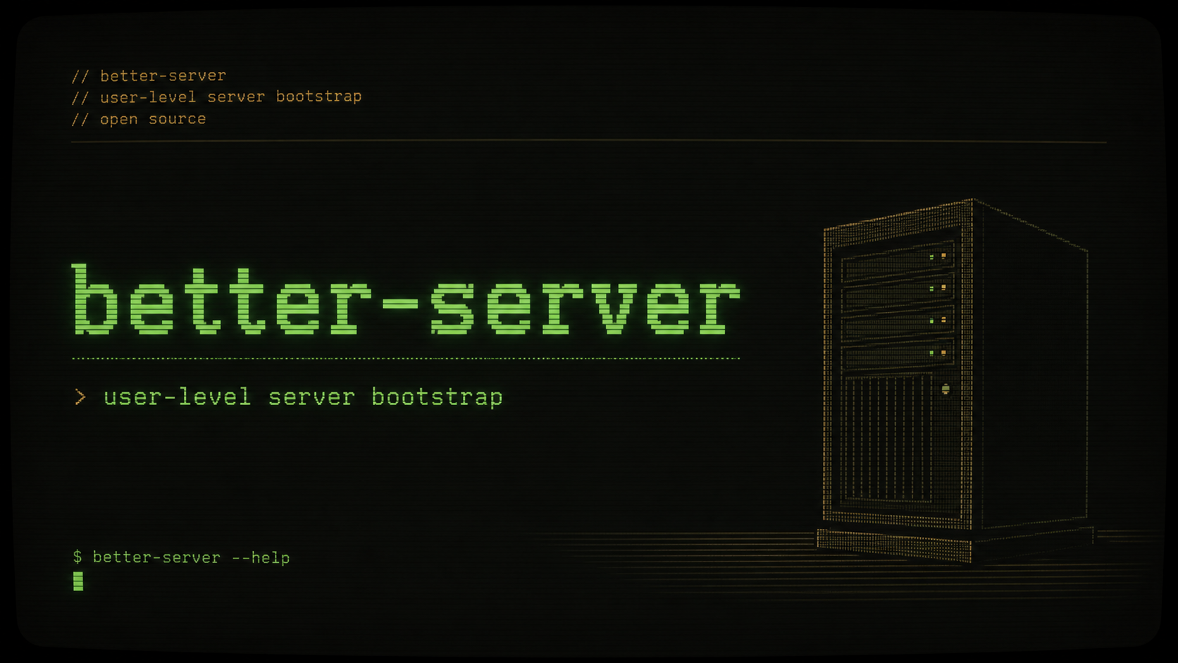 better-server 的复古终端工作台插画